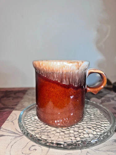 Coffee Cup Mug McCoy Brown Drip Glaze 8 oz D Handle Vtg Pottery Made in USA VGC
