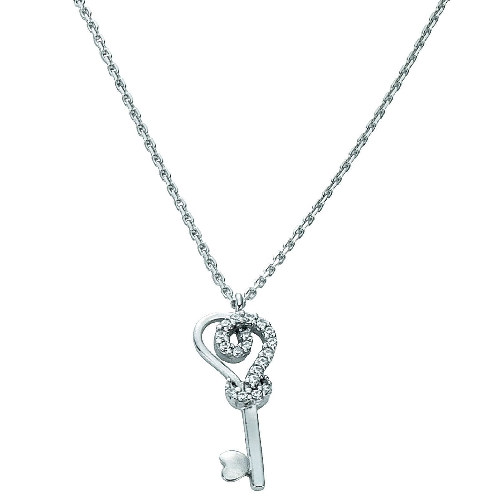 Базовый Silber 11.EX103 Damen Collier Schlüssel Silber weiß Zirkonia 42,5 см