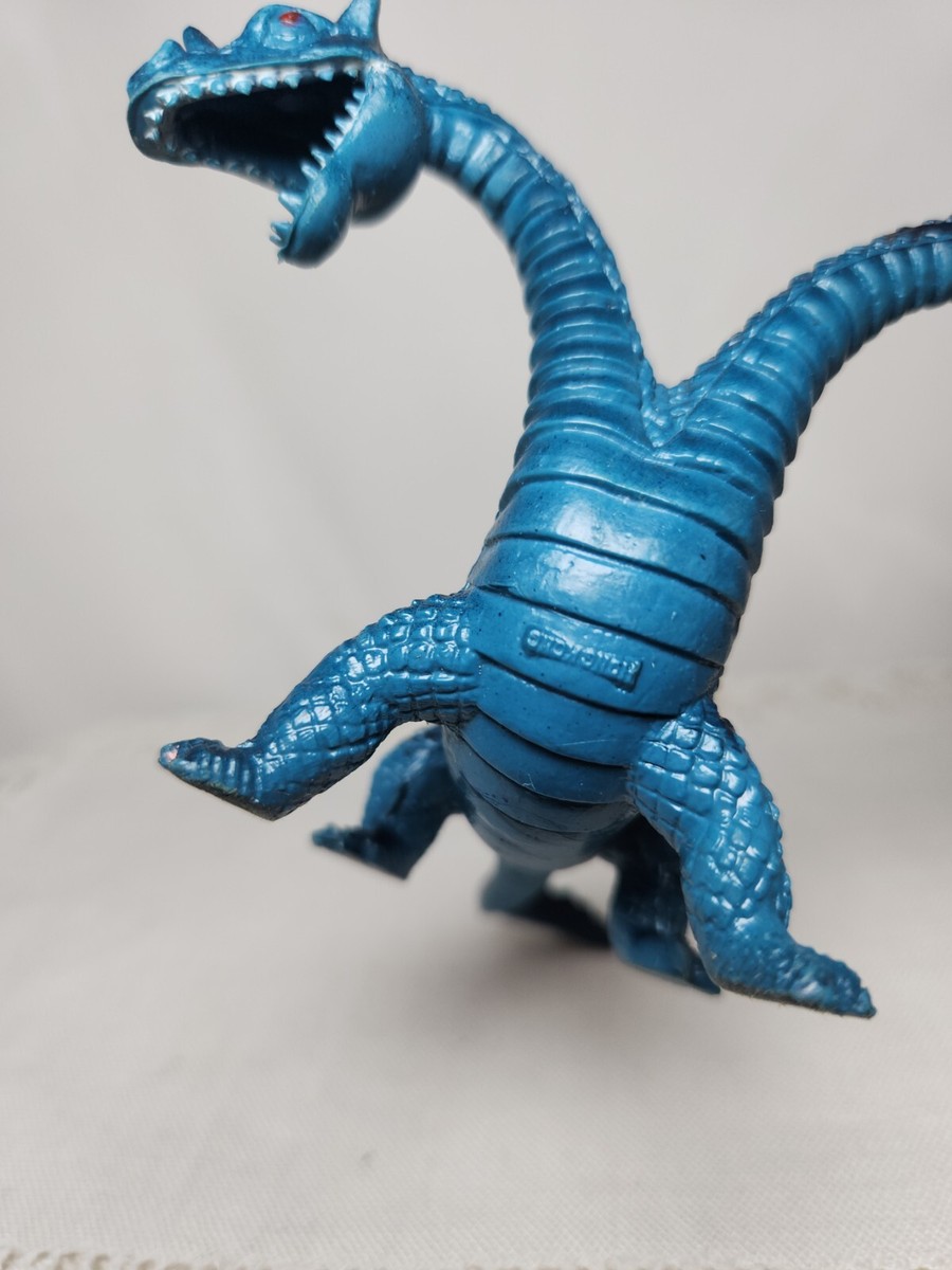 Vtg 1970s Two Headed Dragon Hydra Blue Toy made in Hong Kong 5