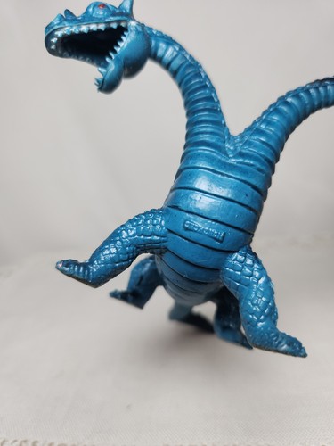 Vtg 1970s Two Headed Dragon Hydra Blue Toy made in Hong Kong 5" L x 3.25" H - Picture 11 of 13