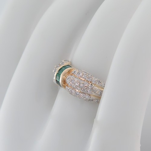 Ring mit 82 Brillanten (Diamant) ges.ca. 0,90ct & 4 Smaragde - 14K/585 Gold - Bild 3 von 5