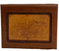 Rare Vintage Mahogany Leather Carriage Horses Playing Cards Holder Monogram MKH