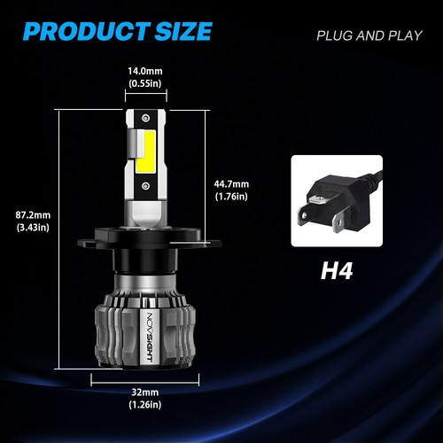 NOVSIGHT LED Headlight Bulbs H4 9005 9006 H11 H13 Hi/Lo Beam 15000LM 6500K +300% - Picture 16 of 26