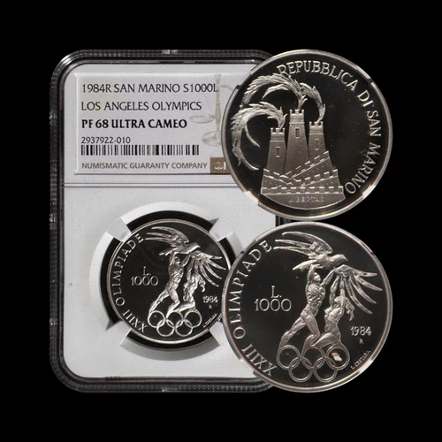 SAN MARINO. 1984, 1000 Lire, Silver - NGC PF69 - Top Pop 🥇 LA Olympics, Eagle