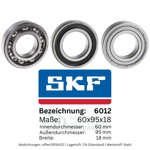 SKF 6000-6015 Kugellager Rillenkugellager offen 2RS 2RSH 2RS1 2RSR 2Z ZZ 2ZR NEU - Bild 50 von 65