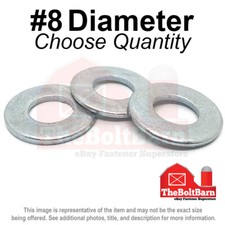 #8 SAE Flat Washers Low Carbon Steel Zinc Plated (Pick Quantity)