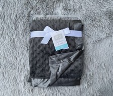 Minky Satin Trim Personalized Embroidered Baby Dark Gray Grey Security Blanket