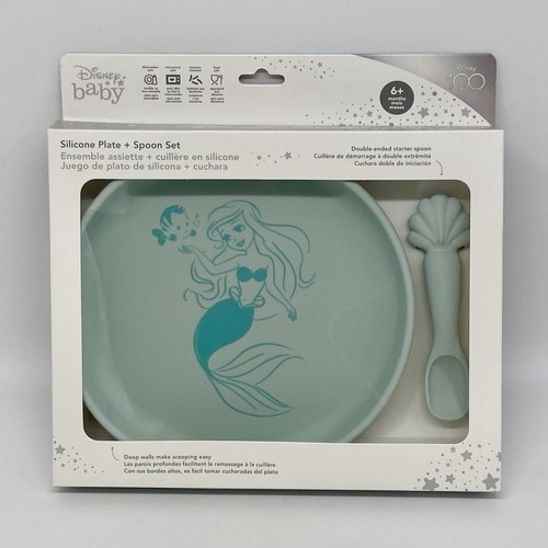 Disney Bumkins 2pc Disney Ariel Feeding Set Plate & Spoon-Little Mermaid - Picture 1 of 2