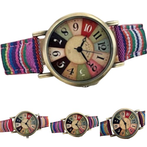 Women Adult Boho Hippie Watch With Multicolour Rainbow Pattern Quirky Watch Gift - Picture 2 of 12