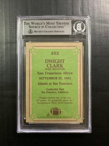 DWIGHT CLARK The Catch BAS AUTO 1984 Topps #352 Authentic Autograph - Picture 4 of 4