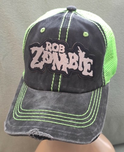 Rob Zombie Vintage Mesh Trucker Hat Distressed Ball Cap Neon Green Hat - Zdjęcie 1 z 12