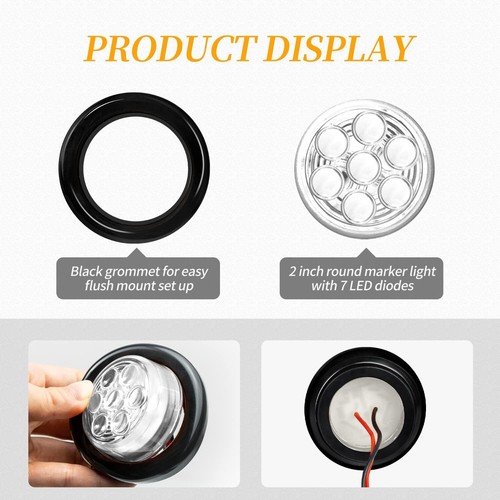 12V 2" Inch 7 LED Car Light Round Clearance Side Marker Truck Trailer Lights - Bild 42 von 42