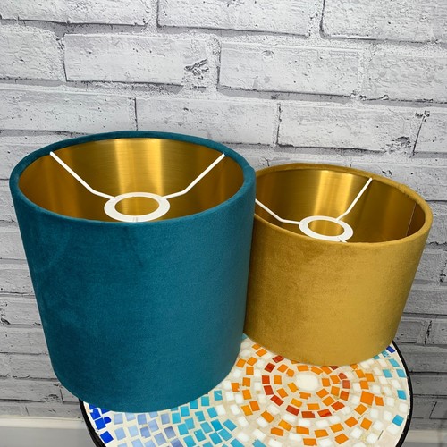 Velvet Lampshade for Ceiling , Table , Floor with brushed gold lining made in UK - Picture 10 of 25