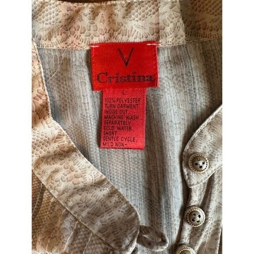 V Cristina Blouse, Size Large Beige & Pink - Picture 3 of 10