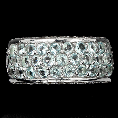GENUINE SKY BLUE TOPAZ & WHITE TOPAZ 14K ON STERLING 925 SILVER RING ...