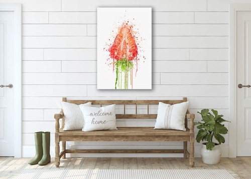 STRAWBERRY -DEEP FRAMED CANVAS WALL SPLASH ART PICTURE PAPER PRINT- RED GREEN - Picture 5 of 17