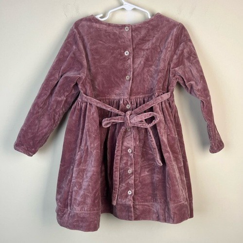 Olive Juice Pink Crushed Velvet Long Sleeve Dress, 5 - Picture 4 of 6