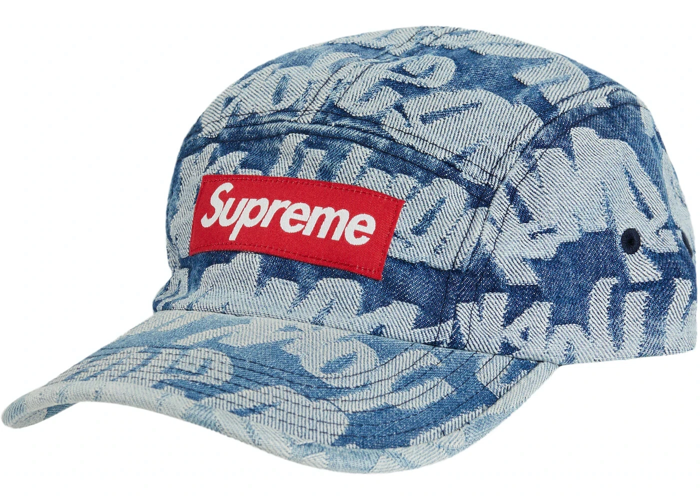 CASQUETTE DE CAMP SUPREME FAT TIP JACQUARD DENIM NOIR/BLEU NEUF   HYPETREASURES