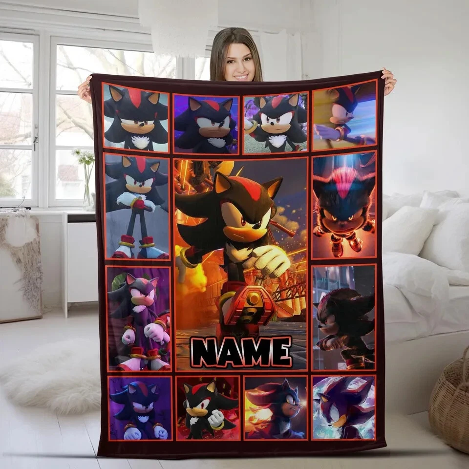 Custom Sonic The Hedgehog BlanketPersonalized Shadow Hedgehog Blanket Fleece