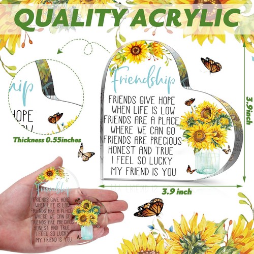 Friendship Acrylic Heart Keepsake Gift for Bestie BFF Soul Sister Women - Picture 6 of 7