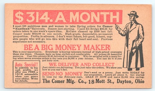 Postal The Comer Manufacturing Co Kantleak Impermeables Vendedor Anuncio Buscado - Imagen 1 de 2