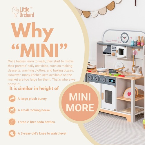 Wooden Mini Kitchen Set for Toddlers - 31.5in-High Pretend Play Kitchen - All... - Picture 2 of 6