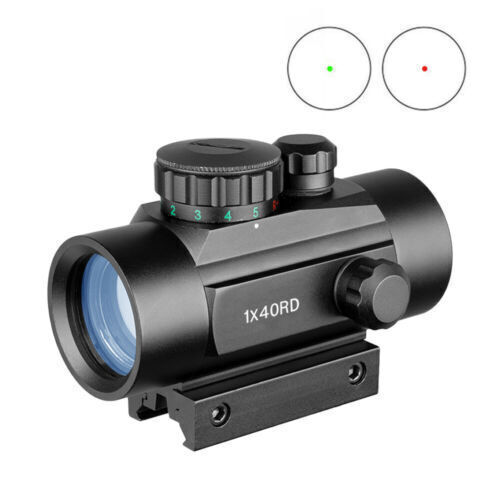 1x40 Red Green Dot Optic Sight Optics Scope 11/20mm Rail Air Rifle Mount - Picture 3 of 11