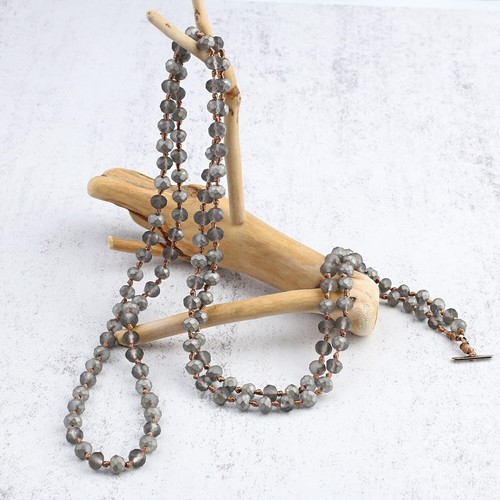 KELITCH 6mm Crystal Beads Necklaces Handmade Knotted Single Strand Necklaces - Picture 20 of 29