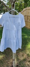 ~Target~A New Day Dress Women's Sz Small Baby Blue & White Striped A-Line Ruffle