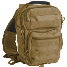 Mil-Tec One Strap Small Assault Pack MOLLE Sling Daypack Tactical Hiking Coyote