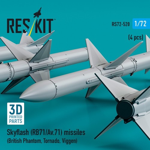 Misiles Skyflash RB71 1:72 (4) Brit Phantom/Tornado/Viggen 3D ResKit RS72-0520 - Imagen 3 de 3