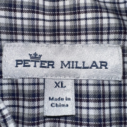 Camisa de golf Peter Millar XL manga larga abotonada algodón azul blanco a cuadros para hombre - Imagen 8 de 9