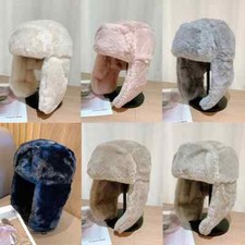 Russian Faux Plush Fur Hat Aviator Trapper Hat Winter Ski Ushanka Earflap Unisex