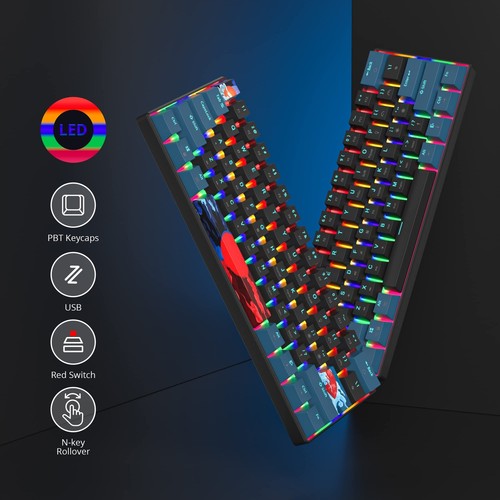 60% Clavier Gaming pour PC Mini Clavier Gamer 60 Pourcent Mecanique Filaire C... - Afbeelding 2 van 7