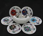 Floral Art Coasters with Stones Inlay Work | Designer Cupmats for Christmas Gift