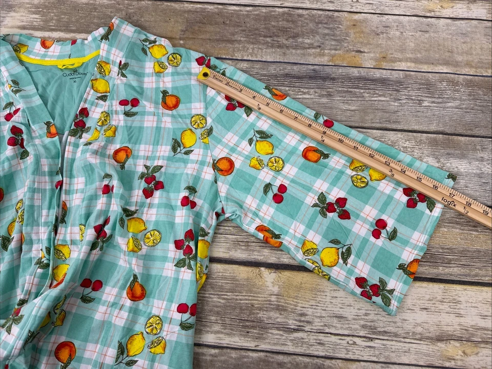 Cuddl Duds Cotton Core Open Front Topper Cardigan Size XL Mint Fruits NEW - Изображение 4 из 4