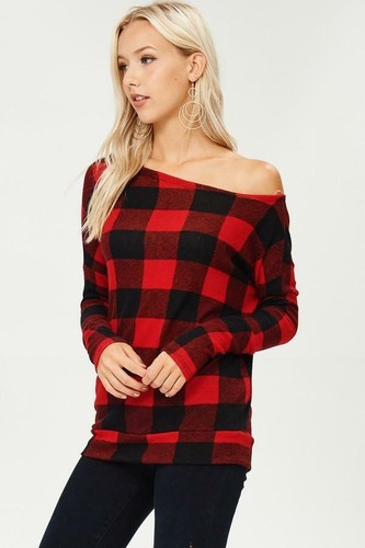Maglione Lucy Off The Shoulder a quadri - Foto 6 di 7