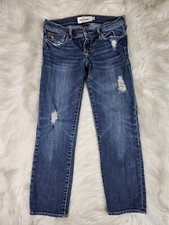 Abercrombie And Fitch New York Jeans Girls 14 Blue Denim Ripped Style