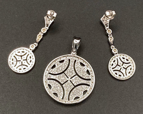 Affinity Diamonds Sterling Art Deco Style Medallion 152 Diamond Earrings Pendant - Picture 4 of 11