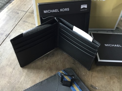Michael Kors Jet Set Black Slim Bifold Leather Black Men's Wallet 86F2SMNF5B $98 - Picture 5 of 7