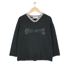 Guess Vintage Sweatshirt 90s Retro Womens Spell Out V Neck Oversized Size M