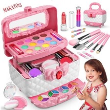 Kids Makeup Kit for Girl Washable Pretend Dress up Beauty Set Real Cosmetic Case