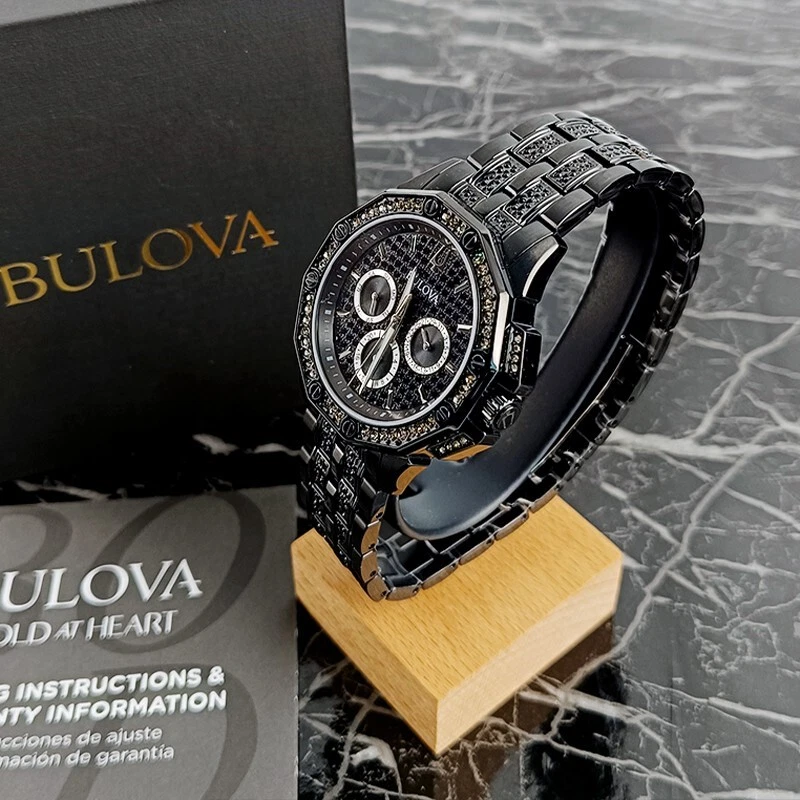 Bulova New 96C134 Men's Crystal Octava Quartz Watch Silver Black Dial 41.5mm - Image 3 of 4