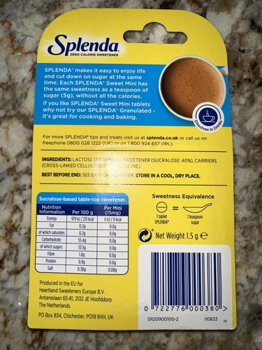 NEW Sealed Splenda 100 Count Zero Calories Sweetener Tablets x3 - Picture 3 of 3