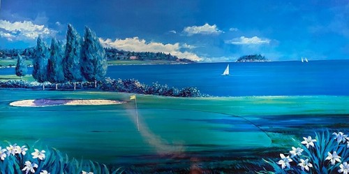 Navigating the 7th hole By Robert Shaar Glossy Paper 24.5 X 47.5  Poster  - Picture 1 of 2