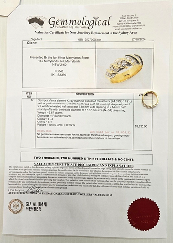 18CT YELLOW GOLD 10 DIAMOND RING SIZE N+3/4 DRESS RING 6.67 gms TDW 0.20 - Picture 7 of 9
