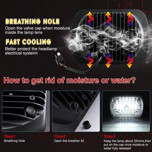 Pair 7X6" 5X7" LED Headlights H4 Fit For Ford E-100 E-150 E-250 E-350 Econoline - Picture 7 of 12