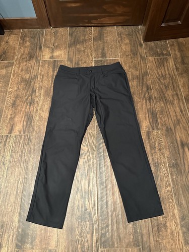 Neu mit Etikett Lululemon ABC klassische Herrenhose Größe 34x31 schwarz Warpstrem gerade