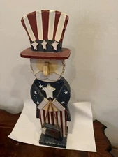 Handcrafted Patriotic Uncle Sam Wooden Figurine