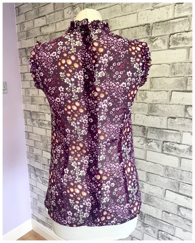 Jane Norman Too Size 8 10 Sheer Chiffon Floral Ruffle Neck Summer Holiday Party - Picture 9 of 13